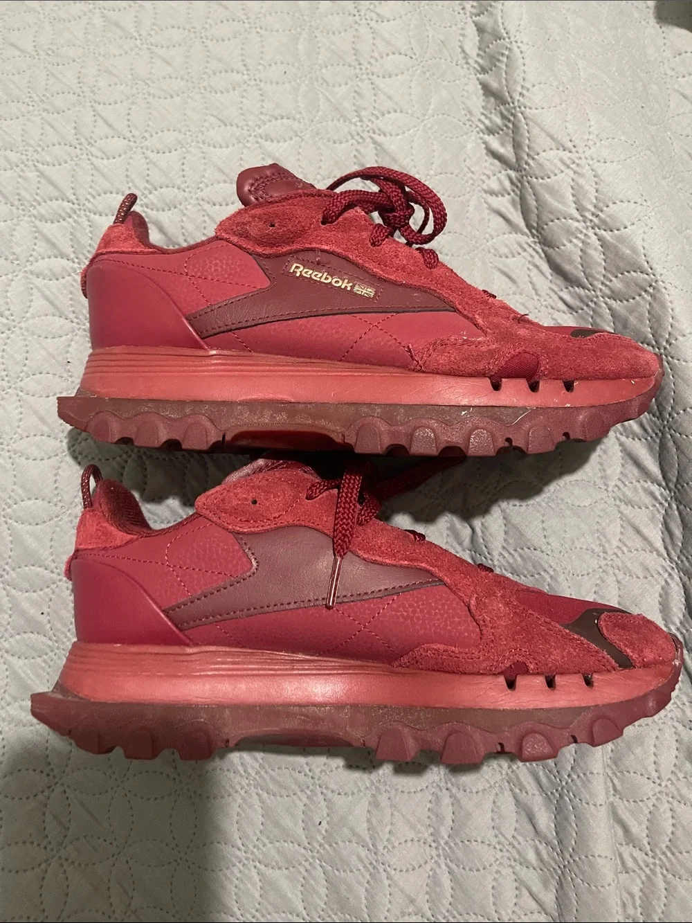 Reebok Red Suede & Mesh Athletic Sneakers
